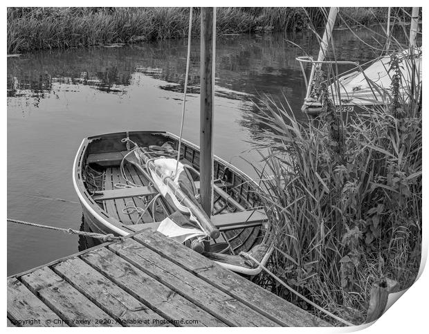 Wooden sailing boat bw Print by Chris Yaxley