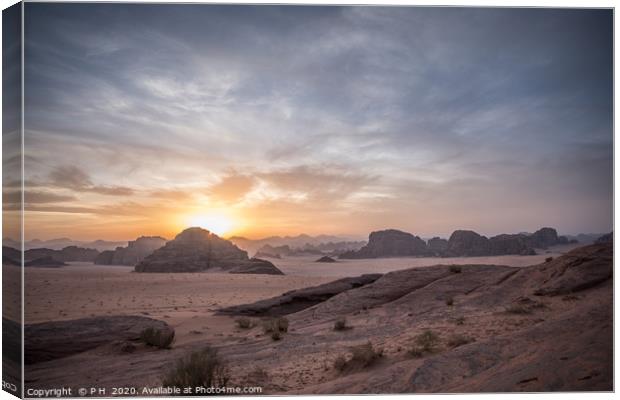 Desert Sunset Canvas Print by P H