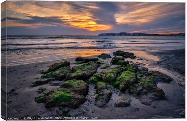 Compton Beach Sunset Canvas Print by Wight Landscapes