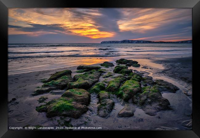 Compton Beach Sunset Framed Print by Wight Landscapes