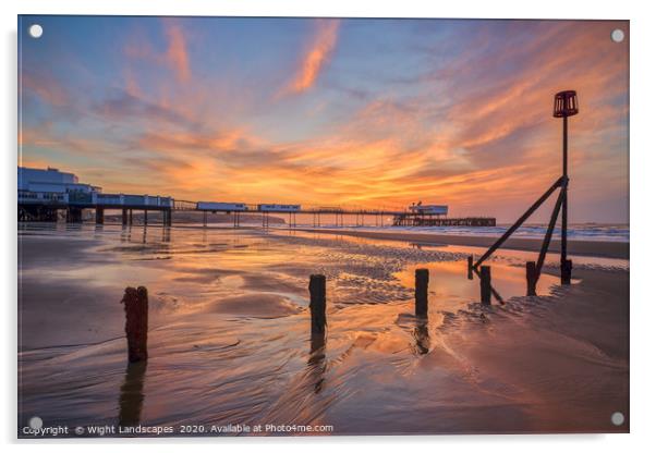 Sandown Pier Sunrise Acrylic by Wight Landscapes