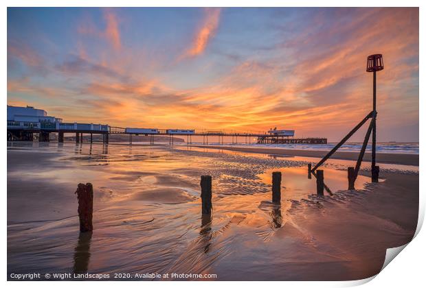 Sandown Pier Sunrise Print by Wight Landscapes