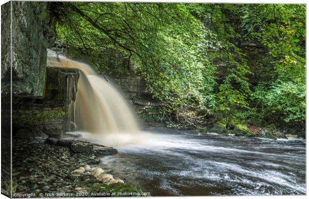 West Burton Waterfall Yorkshire Dales Sideways on Canvas Print by Nick Jenkins
