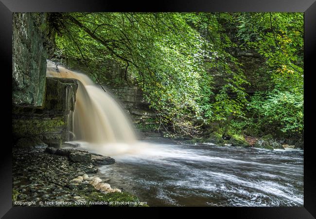 West Burton Waterfall Yorkshire Dales Sideways on Framed Print by Nick Jenkins