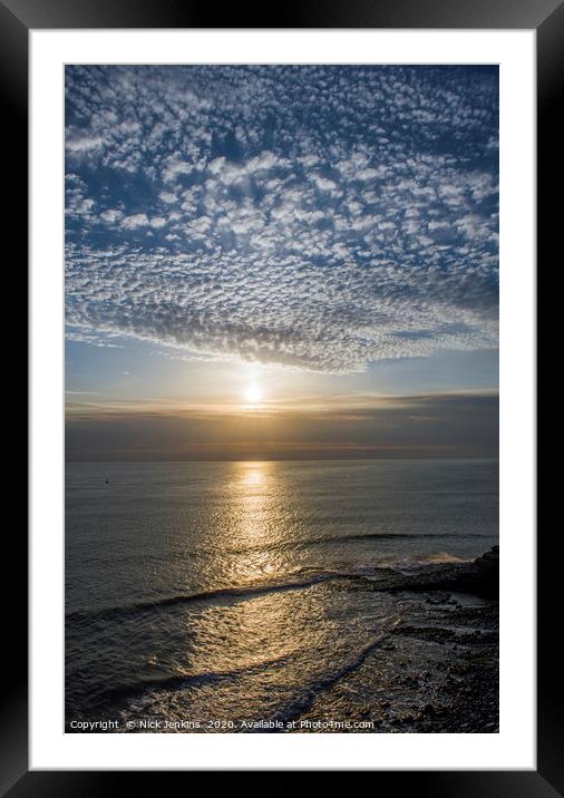 Sunset over Nash Point Beach South Wales Framed Mounted Print by Nick Jenkins