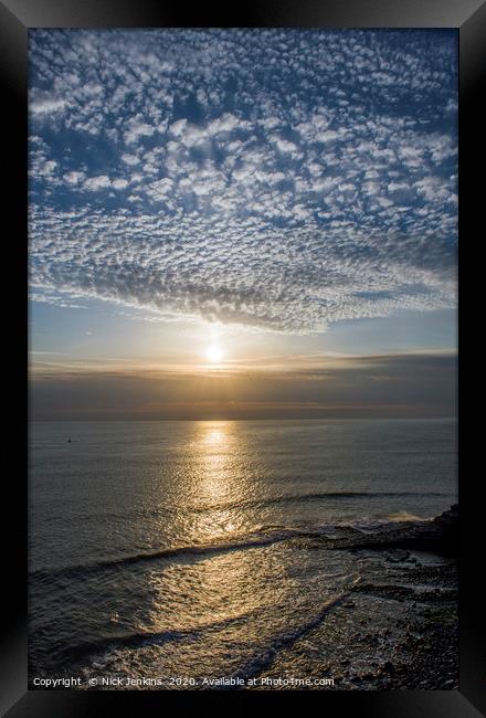 Sunset over Nash Point Beach South Wales Framed Print by Nick Jenkins