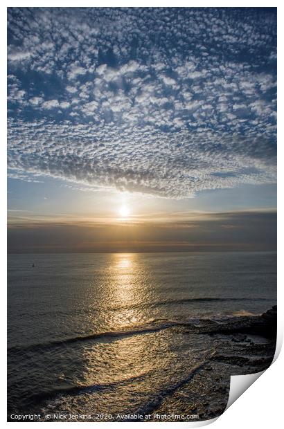 Sunset over Nash Point Beach South Wales Print by Nick Jenkins