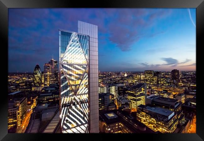 Broadgate Tower London St Mary Axe London Central Framed Print by jamie stevens Helicammedia