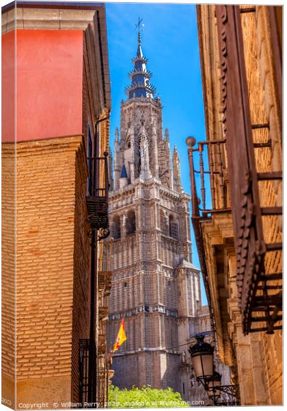Cathedral Spire Tower Narrow Streets Toledo Spain Canvas Print by William Perry