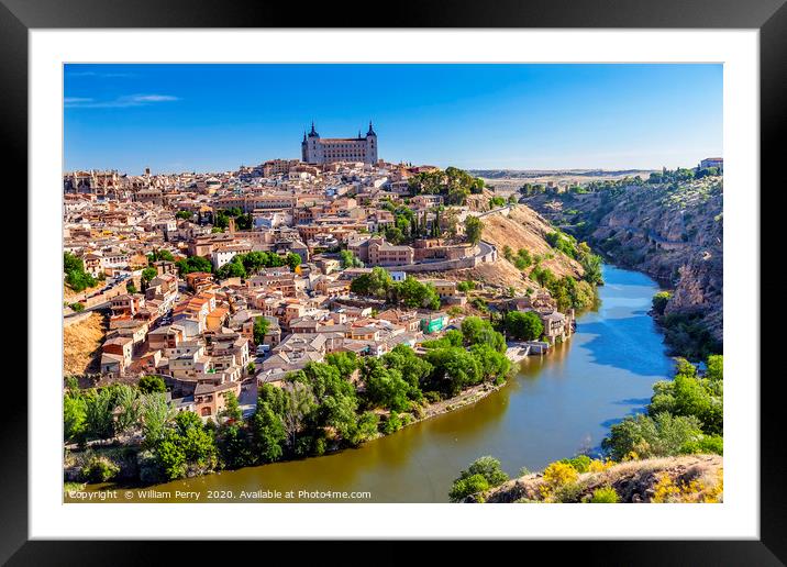 Alcazar Fortress Medieval City Tagus River Toledo  Framed Mounted Print by William Perry