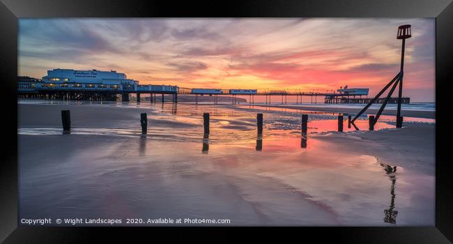Sandown Pier Sunrise Panorama Framed Print by Wight Landscapes