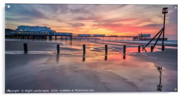 Sandown Pier Sunrise Panorama Acrylic by Wight Landscapes