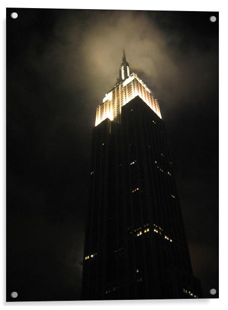New York, Empire State Building at Night Acrylic by Linsey Pluckrose