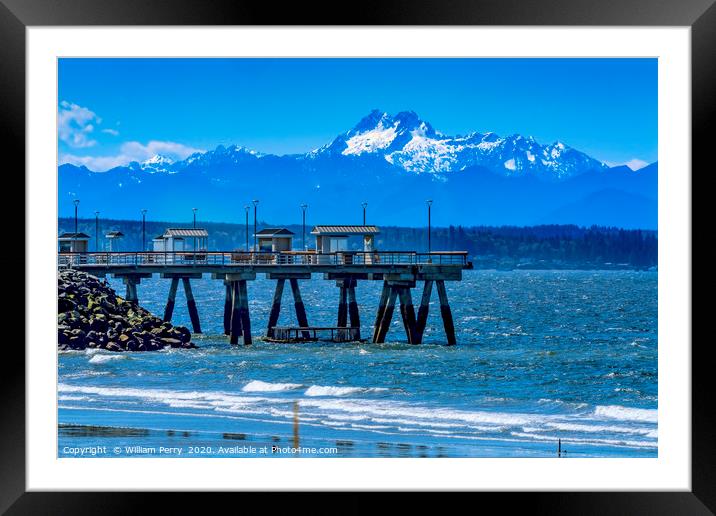 Mount Olympus Pier Olympic Mountains Beach Park Ed Framed Mounted Print by William Perry
