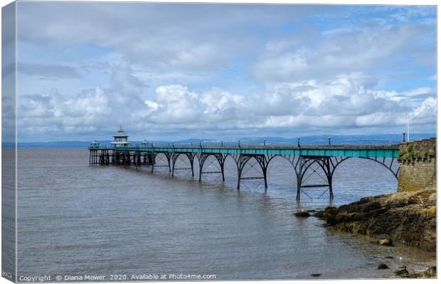 Clevedon Victorian Pier Somerset Canvas Print by Diana Mower