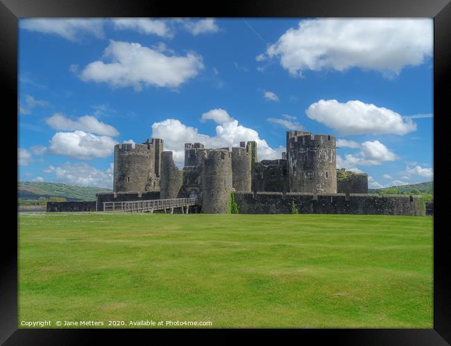 Castle in Caerphilly Framed Print by Jane Metters