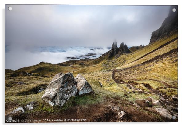 Mystical Sunrise at Old Man of Storr Acrylic by Chris Lauder