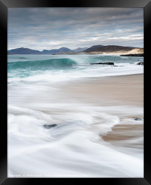 Majestic waves crashing on Bagh Steinigidh beach Framed Print by Chris Lauder
