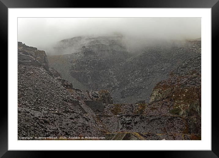 Dinorwic Slate Quarry on a misty morning in North  Framed Mounted Print by Jenny Hibbert