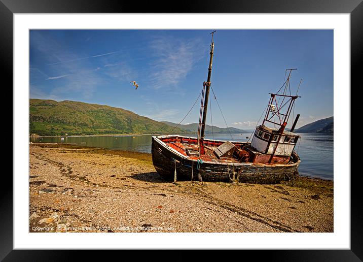 Abandoned boat in Ardgour Western Scotland Framed Mounted Print by Jenny Hibbert