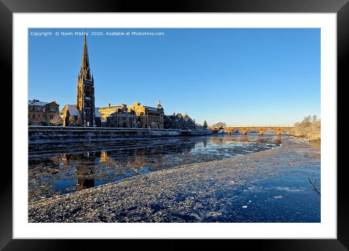 Perth, Scotland and a River Tay  winter 2010 Framed Mounted Print by Navin Mistry