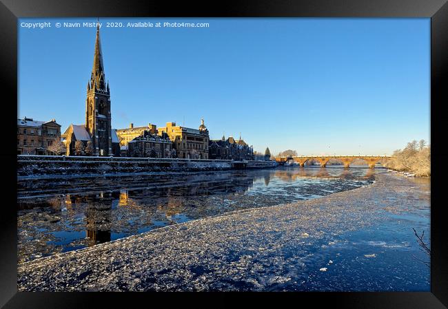 Perth, Scotland and a River Tay  winter 2010 Framed Print by Navin Mistry