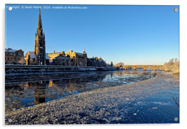 Perth, Scotland and a River Tay  winter 2010 Acrylic by Navin Mistry