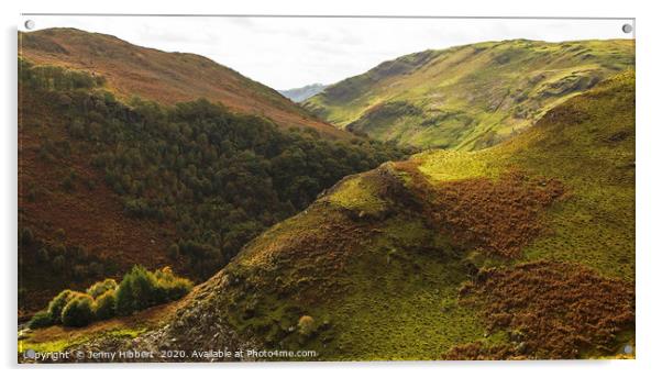 Hills in Wales near Elan Valley Acrylic by Jenny Hibbert