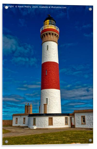 Buchanness Lighthouse, Bodam, Peterhead, Aberdeens Acrylic by Navin Mistry