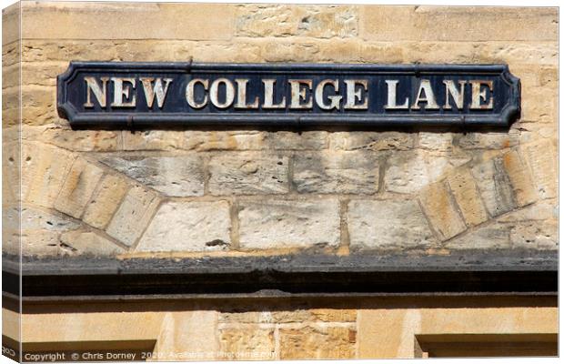 New College Lane in Oxford, UK Canvas Print by Chris Dorney