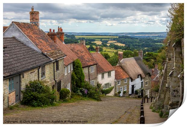 Gold Hill in Shaftesbury in Dorset, UK Print by Chris Dorney