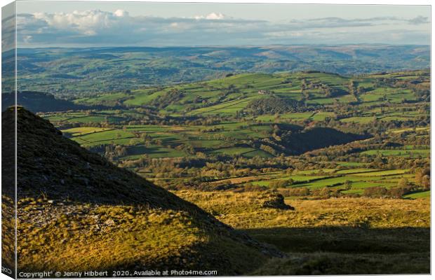 Stunning view from Black Mountain across to Brecon Canvas Print by Jenny Hibbert