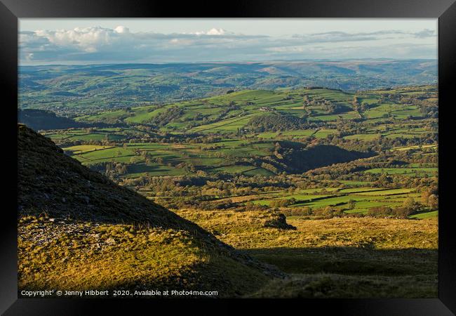 Stunning view from Black Mountain across to Brecon Framed Print by Jenny Hibbert