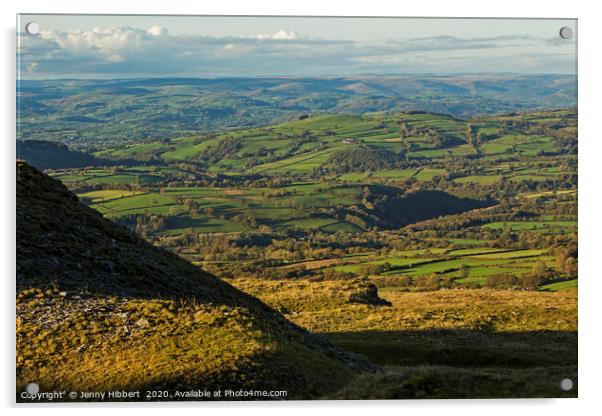 Stunning view from Black Mountain across to Brecon Acrylic by Jenny Hibbert