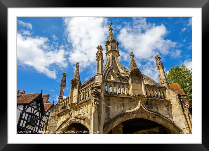 Poultry Cross and Traditional Timber-Framed Buildi Framed Mounted Print by Chris Dorney