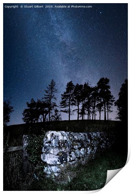 Milky Way over Lomond Hills Print by Stuart Gilbert