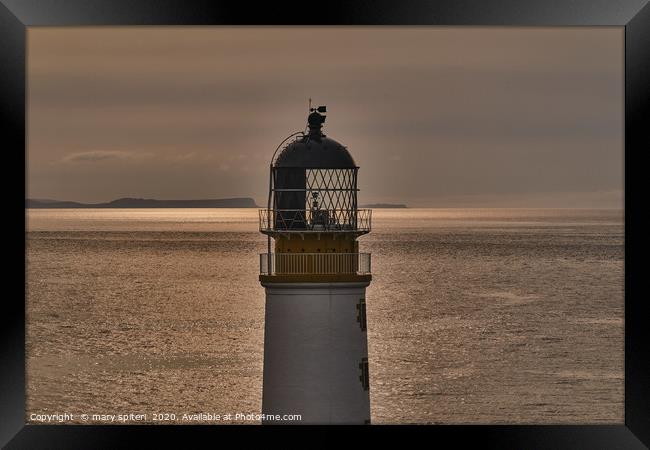 Rua Rheidh Lighthouse at sunset Framed Print by mary spiteri