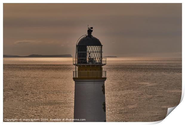 Rua Rheidh Lighthouse at sunset Print by mary spiteri