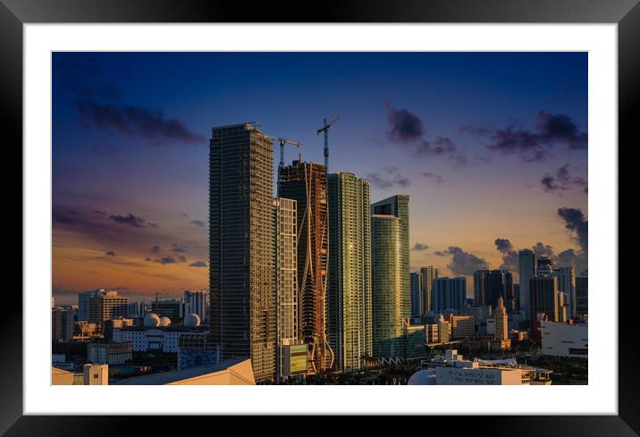 Hotels and New Towers at Sunset Framed Mounted Print by Darryl Brooks