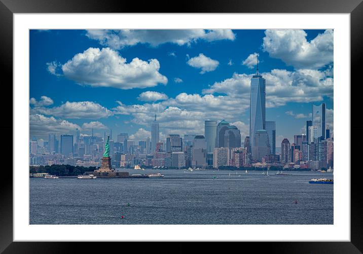 Lady Liberty and Freedom Tower Framed Mounted Print by Darryl Brooks