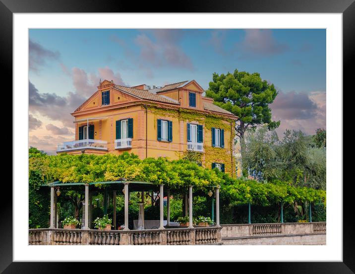 Large Colorful Villa in Sorrento Framed Mounted Print by Darryl Brooks