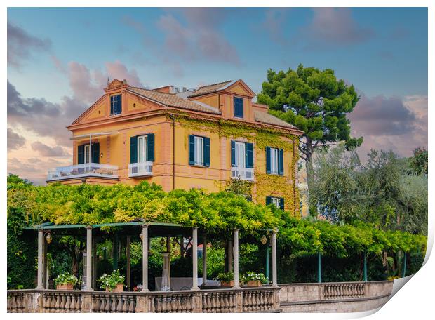 Large Colorful Villa in Sorrento Print by Darryl Brooks
