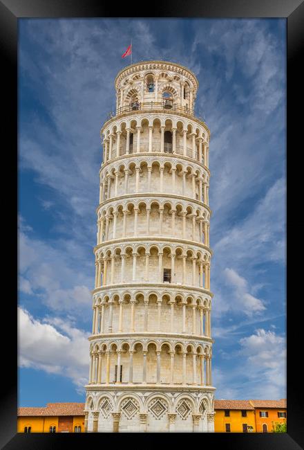 Pisa Tower Under Clouds Framed Print by Darryl Brooks