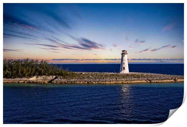 Lighthouse at End of Point at Dusk Print by Darryl Brooks