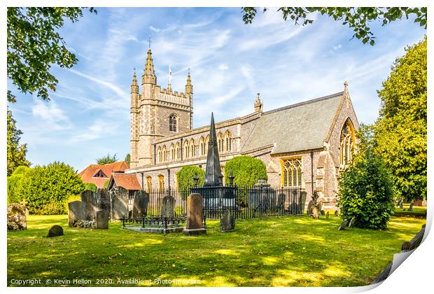 St Mary and All Saints church and churchyard    Print by Kevin Hellon