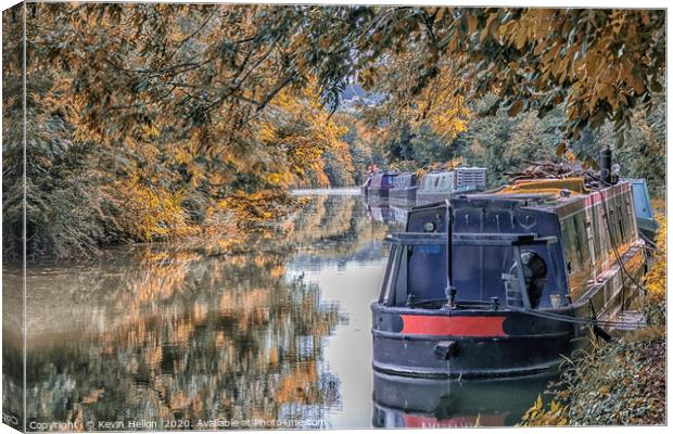 Narrowboats moored on  the Grand Union canal  Canvas Print by Kevin Hellon