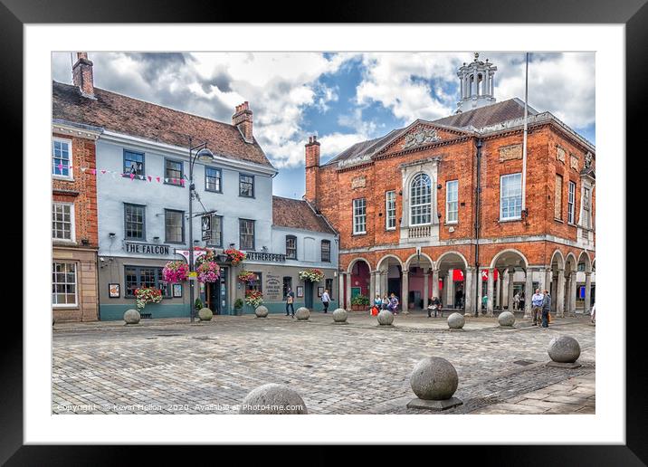 The historic Guildhall and the Falcon pub  Framed Mounted Print by Kevin Hellon
