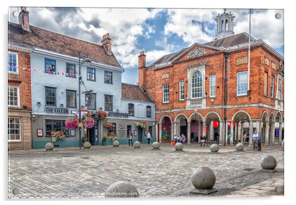 The historic Guildhall and the Falcon pub  Acrylic by Kevin Hellon