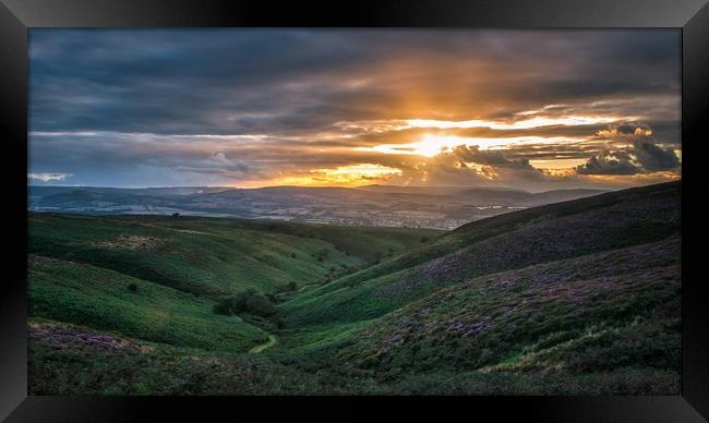 Beacon Hill Quantocks Somerset Sunset Framed Print by Thomas Russell