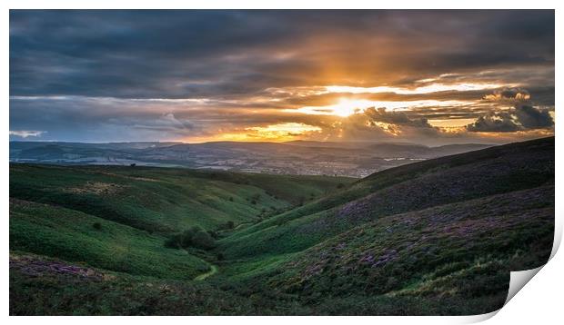 Beacon Hill Quantocks Somerset Sunset Print by Thomas Russell